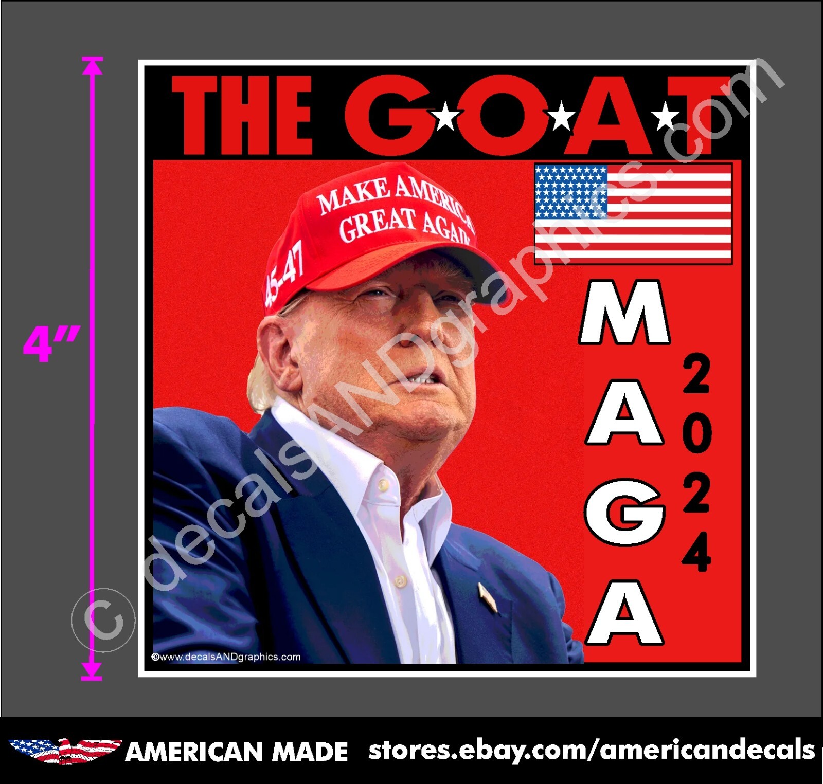 TRUMP 2024 STICKER THE GOAT DECAL BUMPER ELECTION