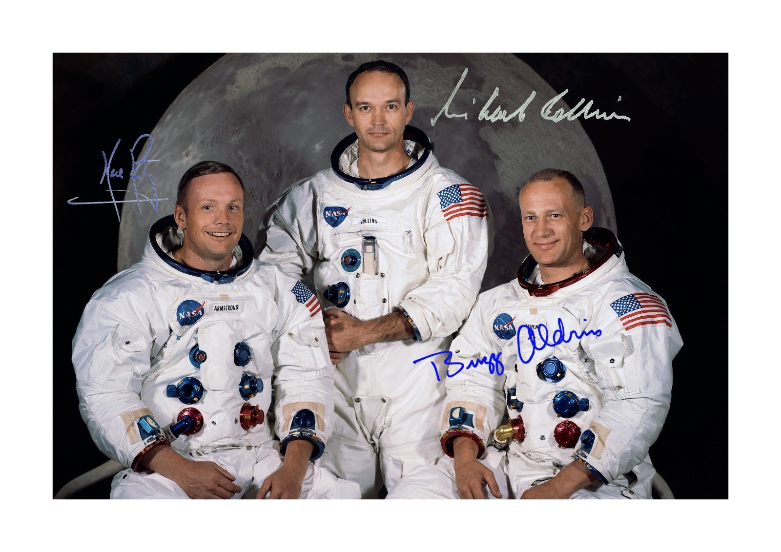 Apollo 11 Armstrong Collins Aldrin A4 reproduction signed poster choice of frame