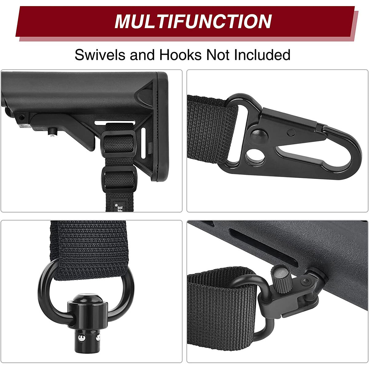 1.25"Tactical 2-Point Rifle Sling Fast-Loop Adjustable Gun Strap Airsoft Hunting