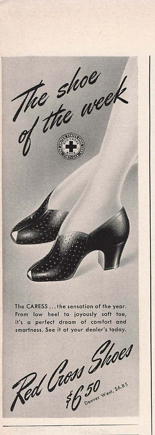 Red Cross Shoes Print Ad Shoe Advertising Vintage Advertisement Womens 1942