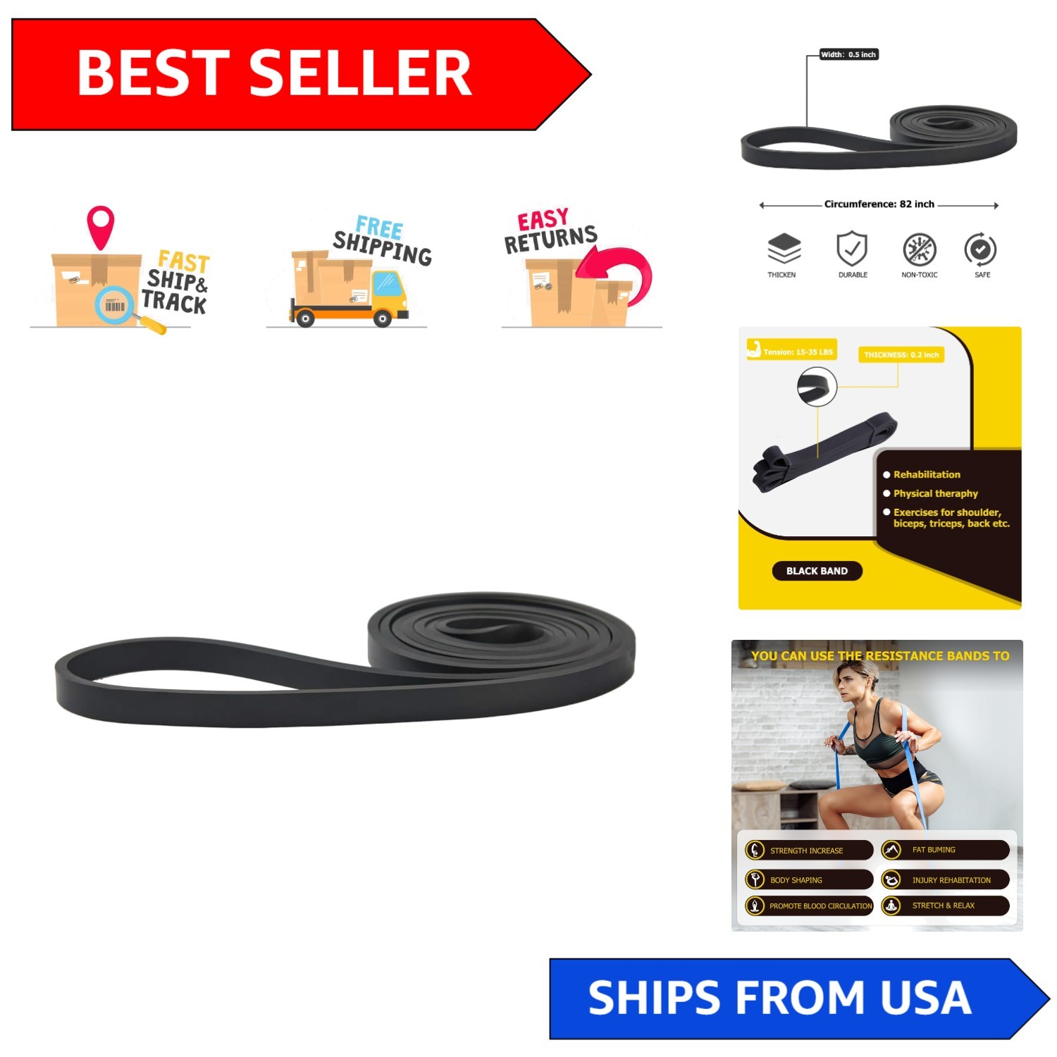 Resistance Bands for Pull Ups & Rehabilitation - Medium Tension Design