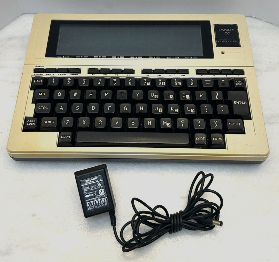 Radio Shack Tandy 102 Portable Computer-Does Not Turn On - No Power Cord - AS IS