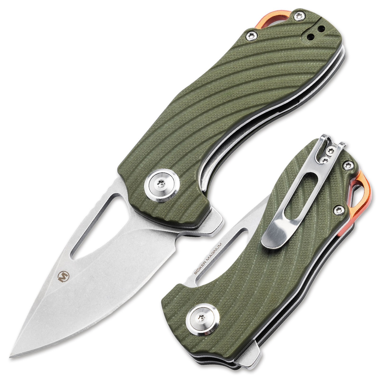 BOKER MAGNUM Tadpole EDC Folding Knife 440C Blade G10 Handle Clip Green 01SC012