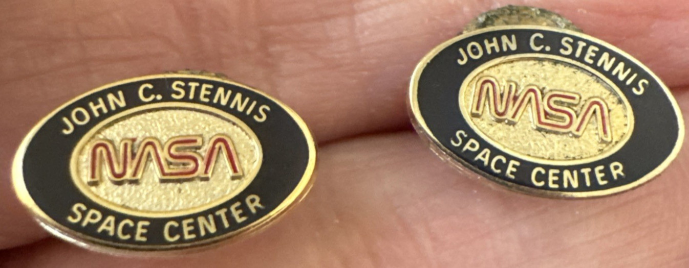 NASA Vintage Lot of 2 John C. Stennis Space Center Astronaut Lapel Pin Tie Tack