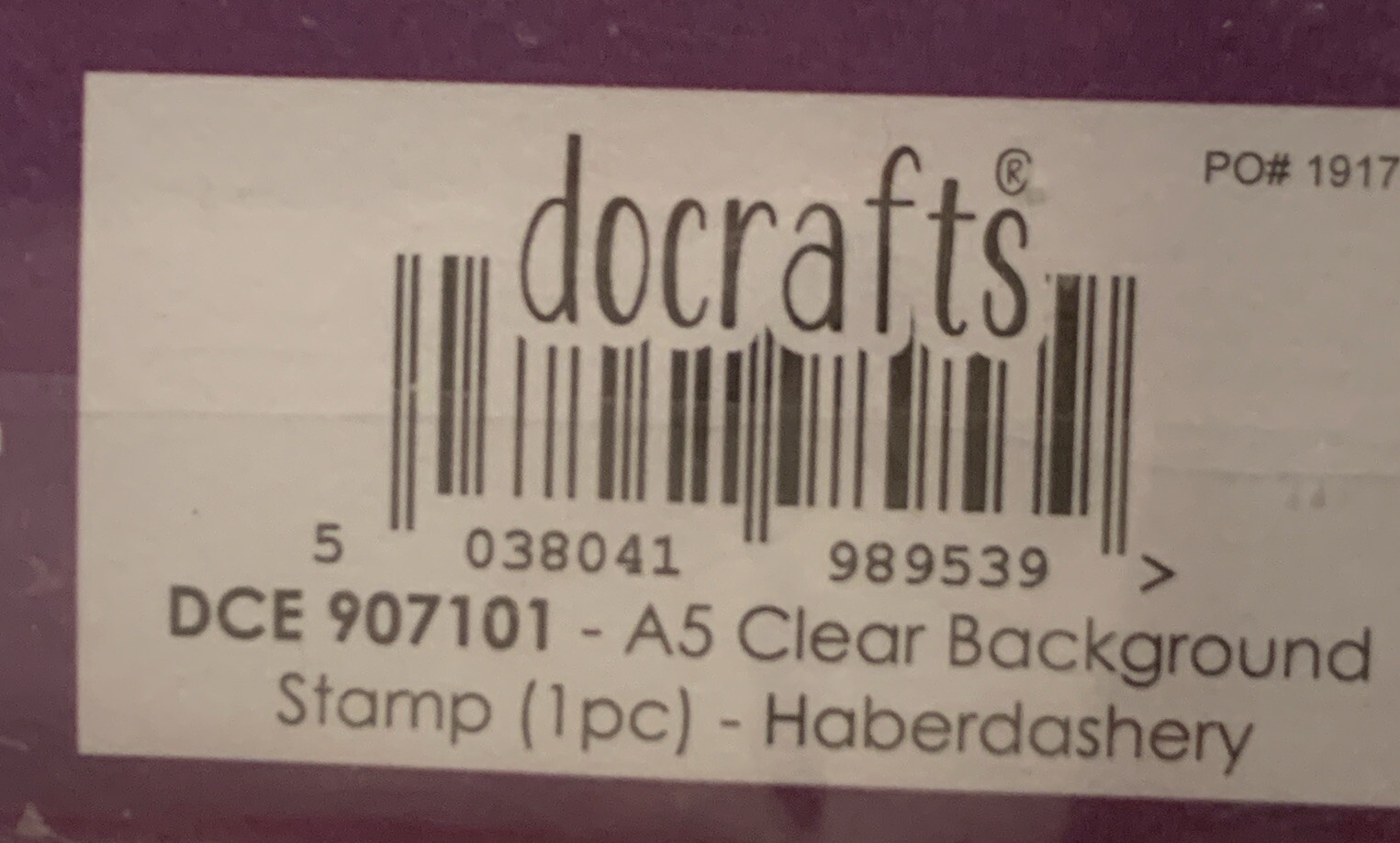 DoCrafts Creativity Essentials Haberdashery Background A5 Clear Stamp. NEW