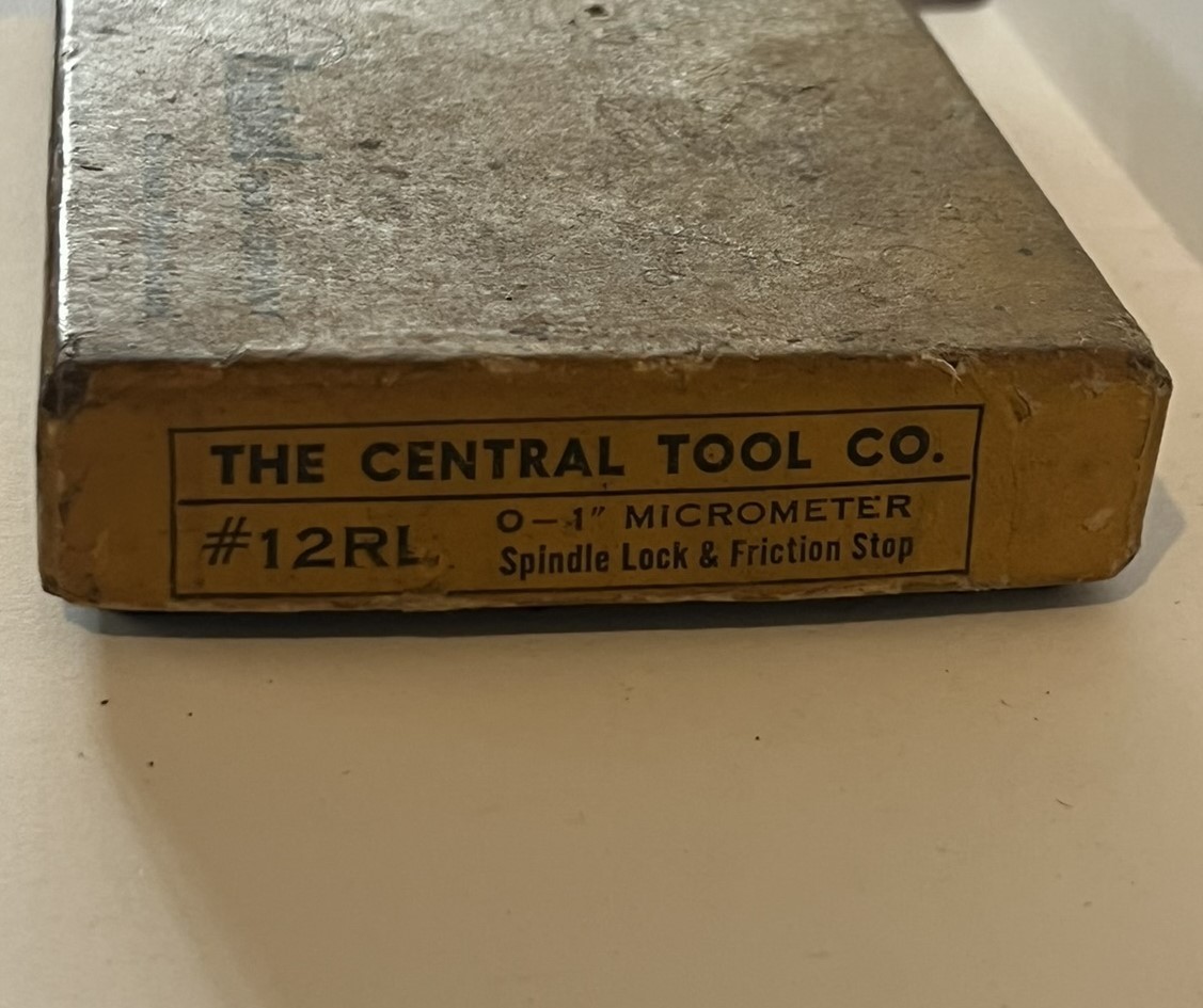 Vintage Central Tool Co. #12RL 0-1" Outside Caliper Micrometer