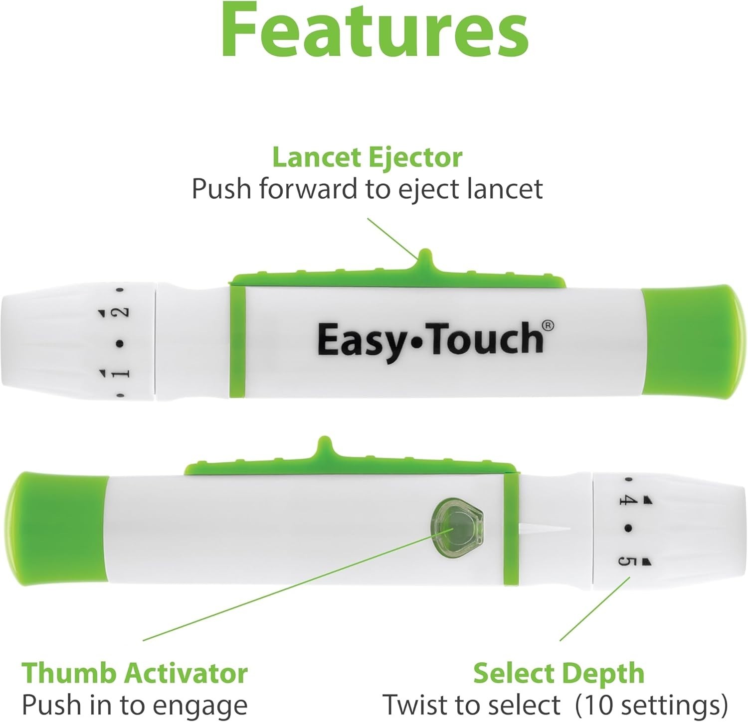 Professional Lancing Device with Ejector: Adjustable Depth for Precise Testing