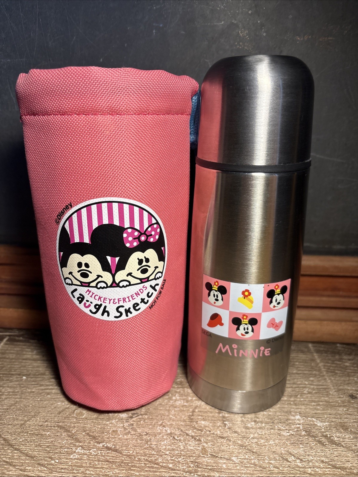 Mickey Friends Laugh Sketch Sega Stainless Steel Water Bottle Insulated Case F3
