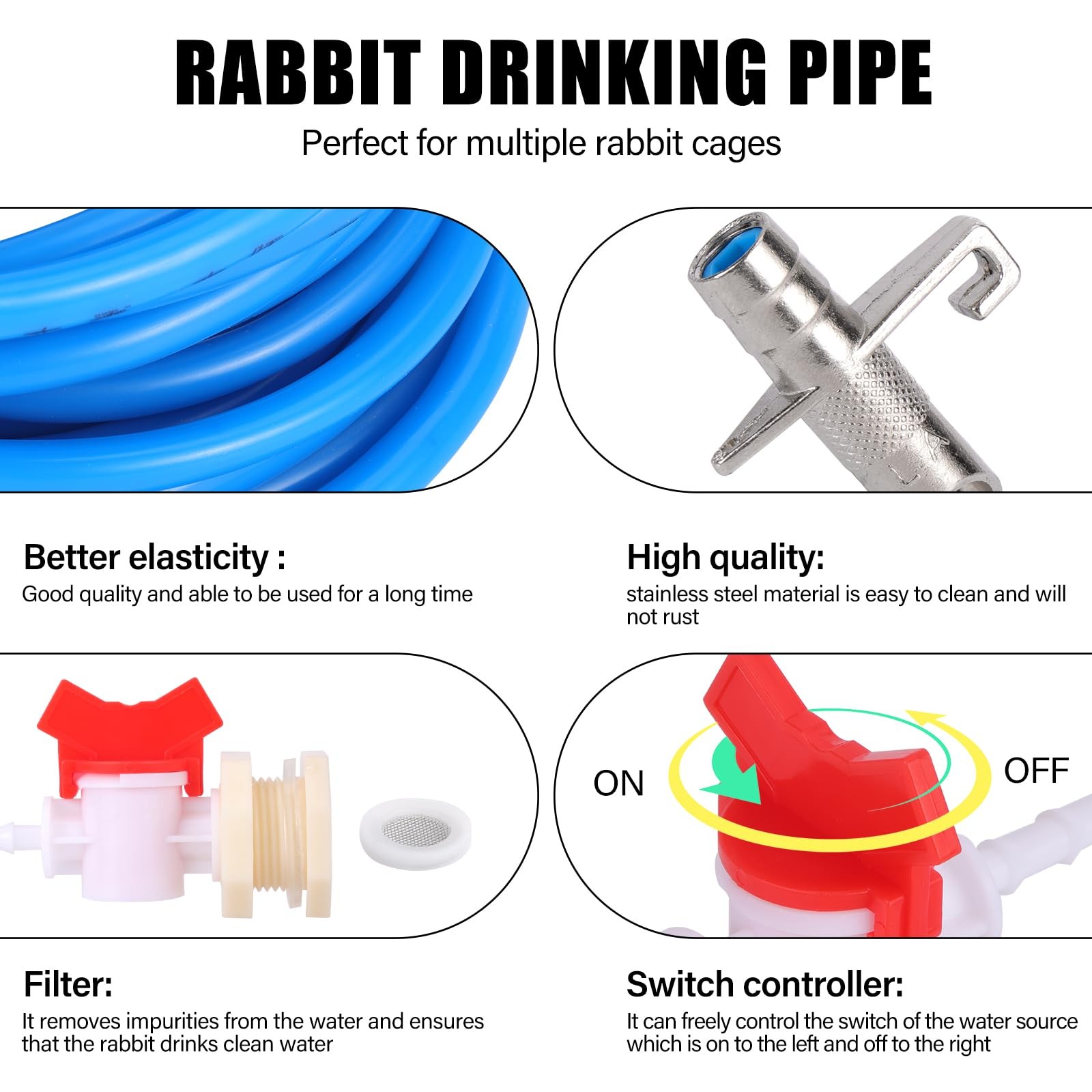 Automatic Rabbit Watering System 16PC Rabbit Waterer Kit