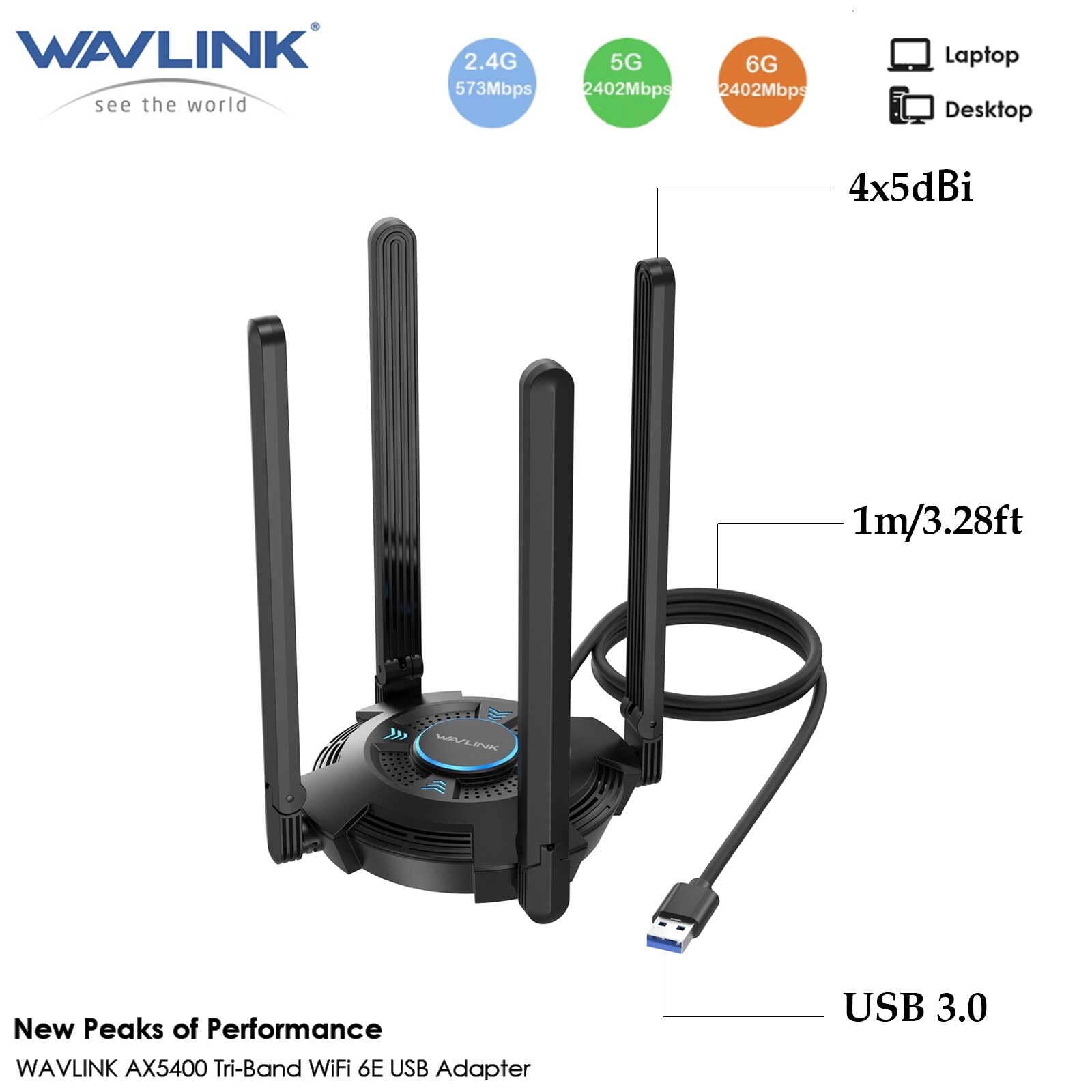 AX5400 Wifi 6e Usb 3.0 Gaming PC Tri-band 2 Gaming Wireless Wifi Adapter For PC