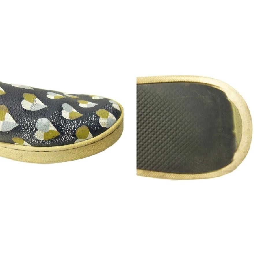 COACH Slip-On Sneakers Heart Pattern Leather 36.5 23.5cm Navy