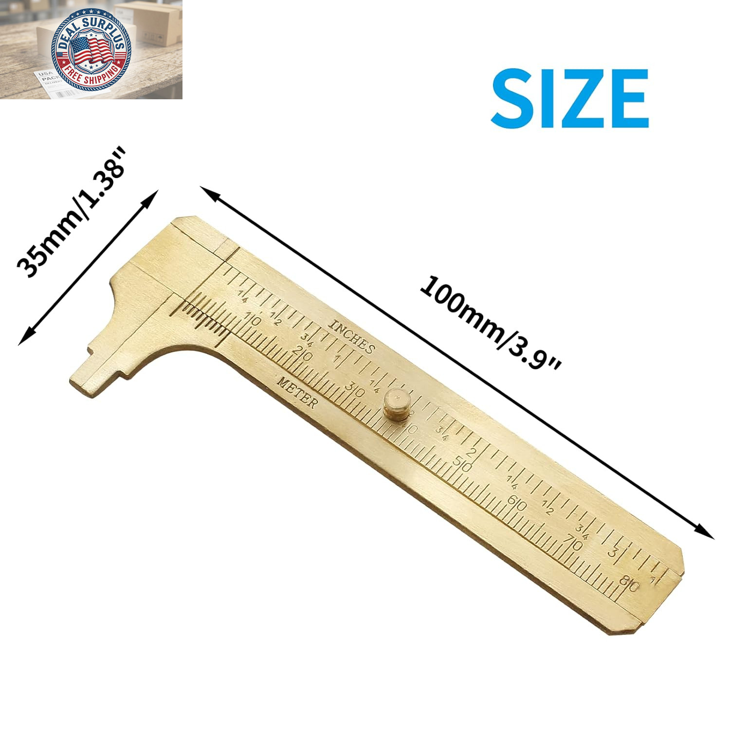 Brass Pocket Vernier Caliper Ruler, Sliding Gauge Mini Vernier Caliper Double Sc