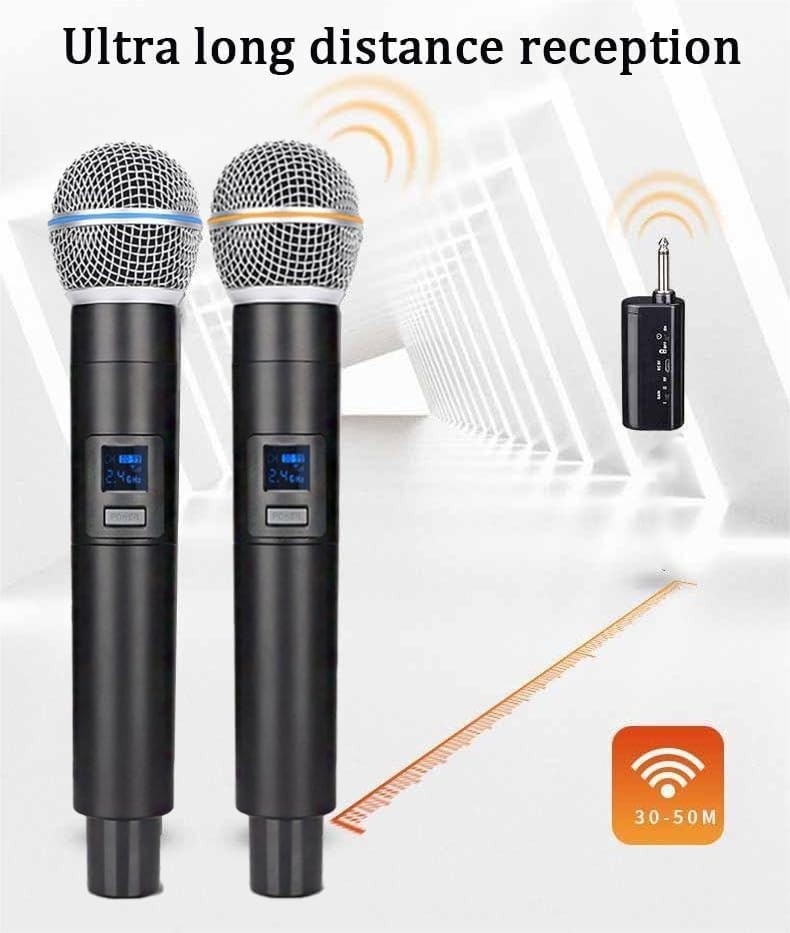 Rechargeable 2.4G Wireless Microphone System with Noise Reduction & Receiver