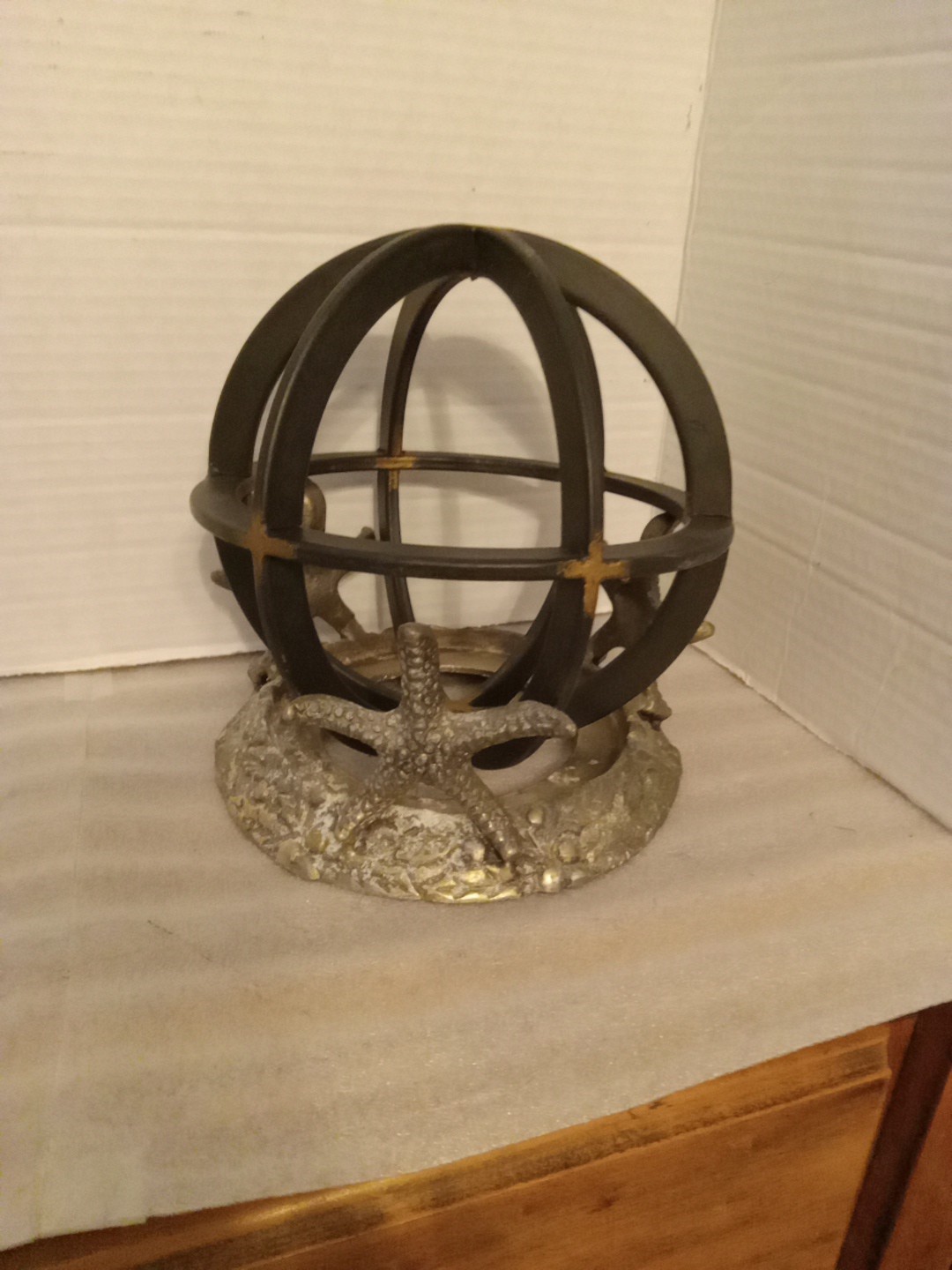 Metal Armillary Sphere On Starfish Base. Approx 9x7