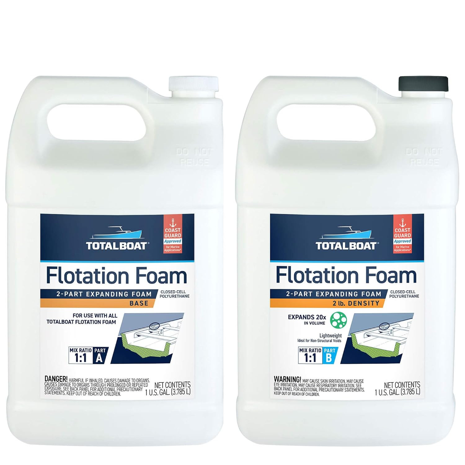 TotalBoat 2lb Density Expanding Foam Kit 2 Gallon Closed Cell Polyurethane