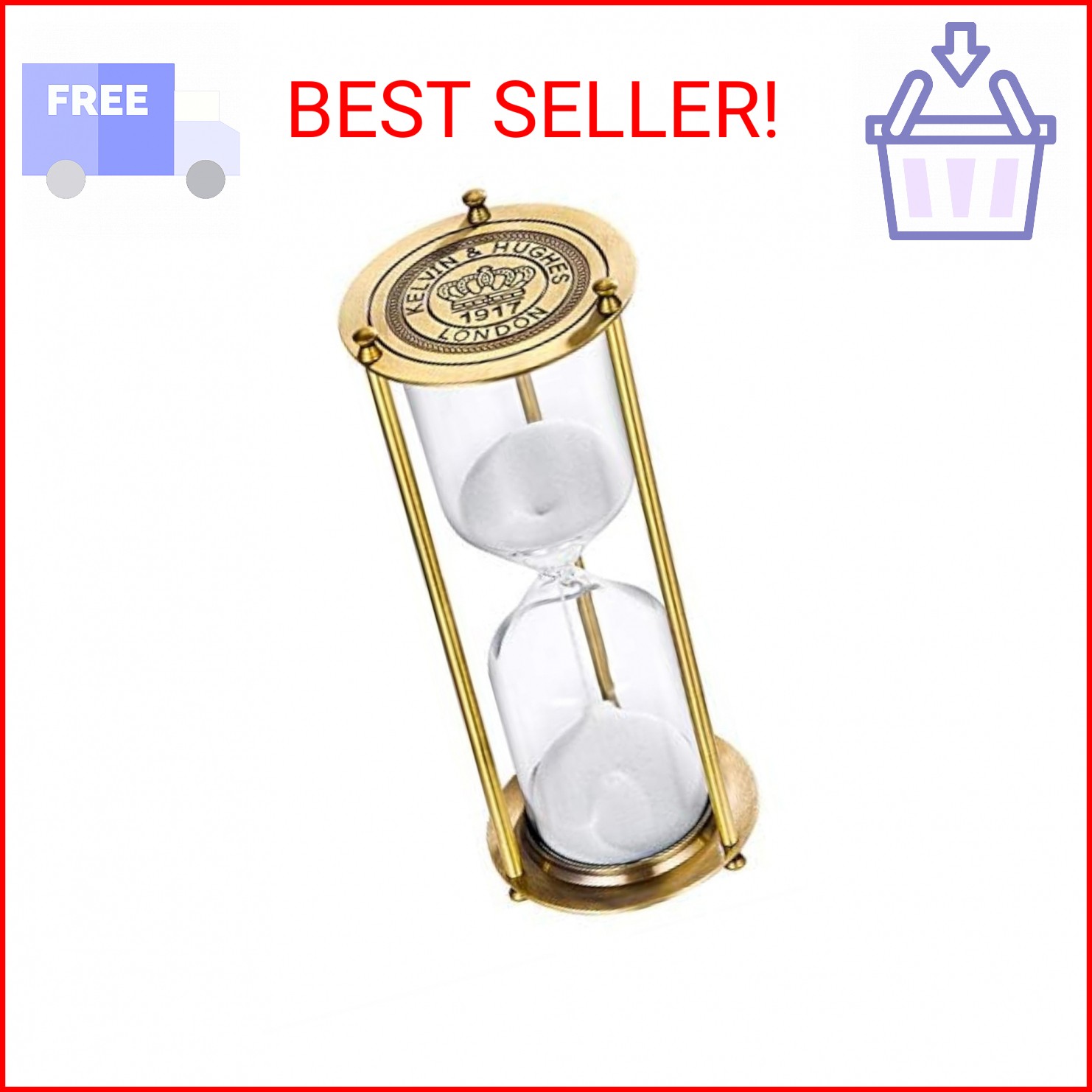 SuLiao Hourglass 60 Minute Timer, Vintage Brass Sand Clock, Unique Metal Watch,