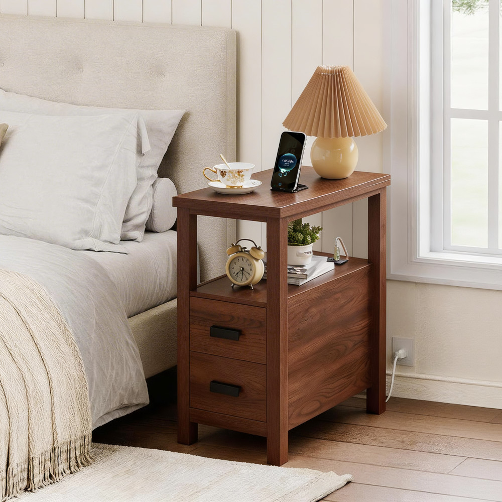 End Table with Charging Station,Side Tables with USB Ports & Outlets,Side Table