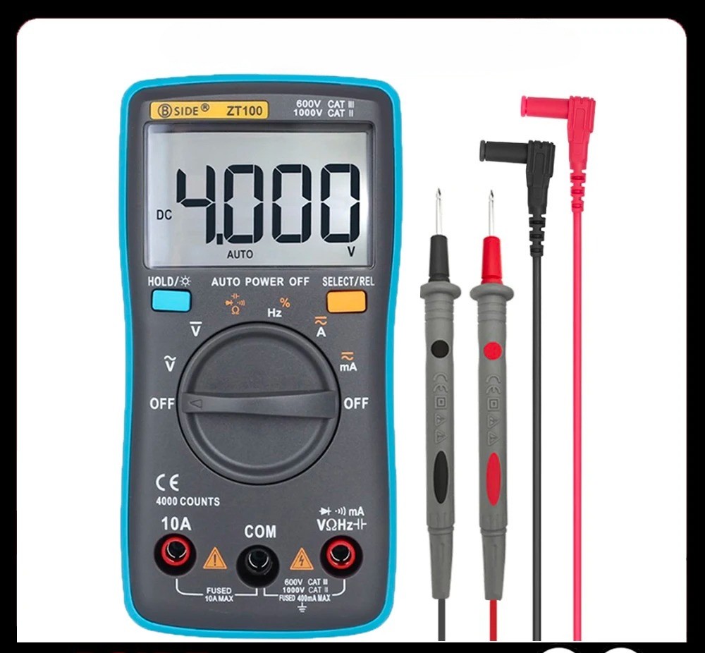Digital Multimeter ZT100 4000 Counts DC/AC Voltage Current Capacitance Hz Diode