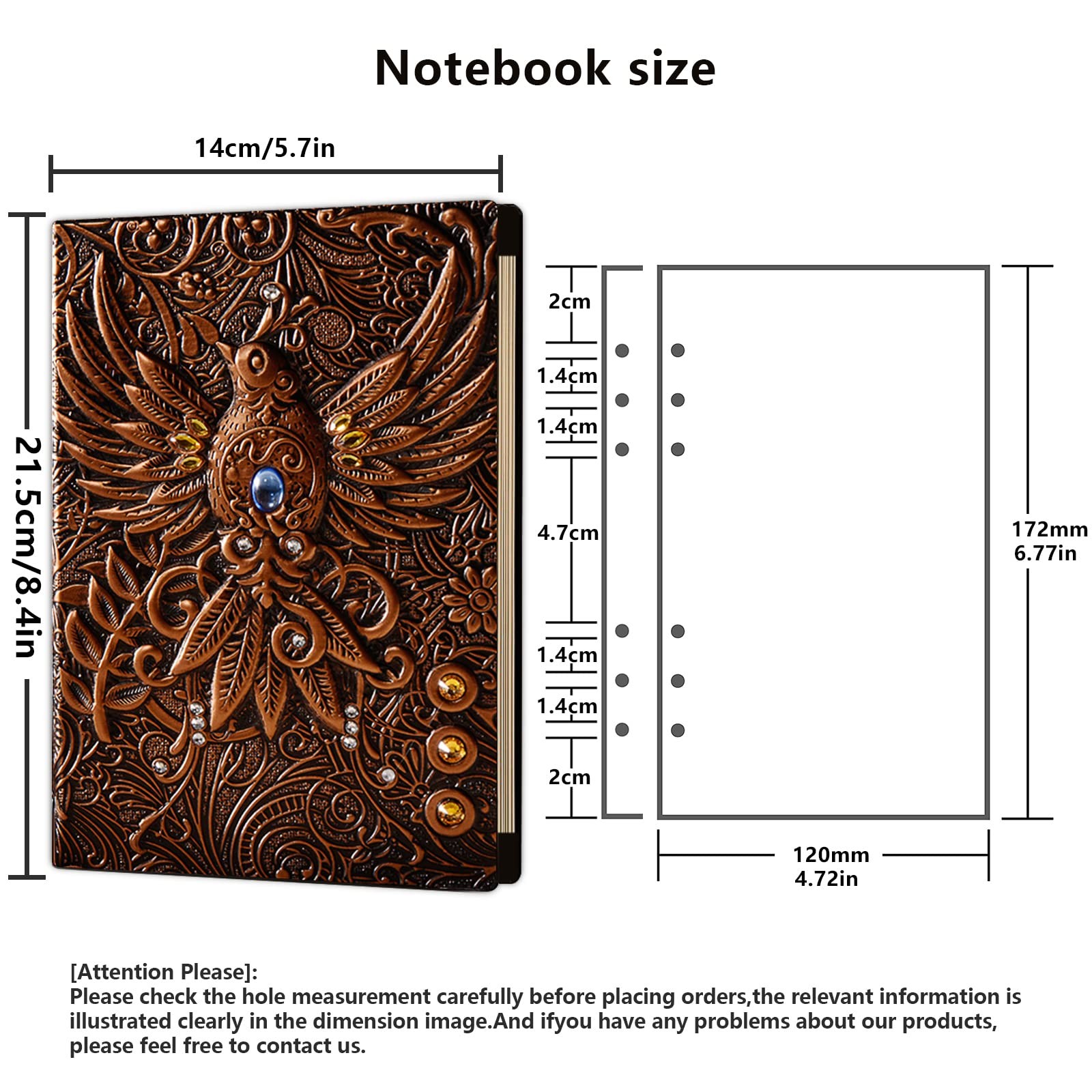 AncientDeer DND Notebook Unique 3D 6 Ring Binder Refillable Diary Notepads