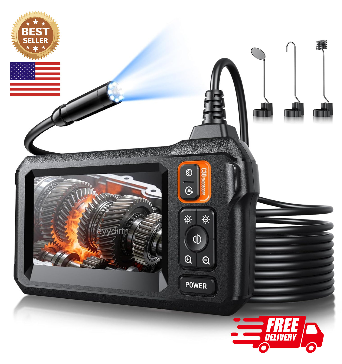 Cámara Endoscópica de Inspección Boroscopio HD 1920P Pantalla IPS 4.3" IP67 5M