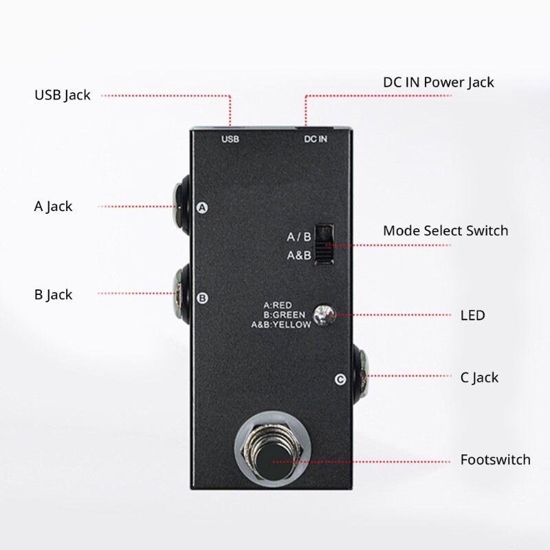 True Bypass Electric Guitar Effects Pedal ABY Line Selector AB Switches