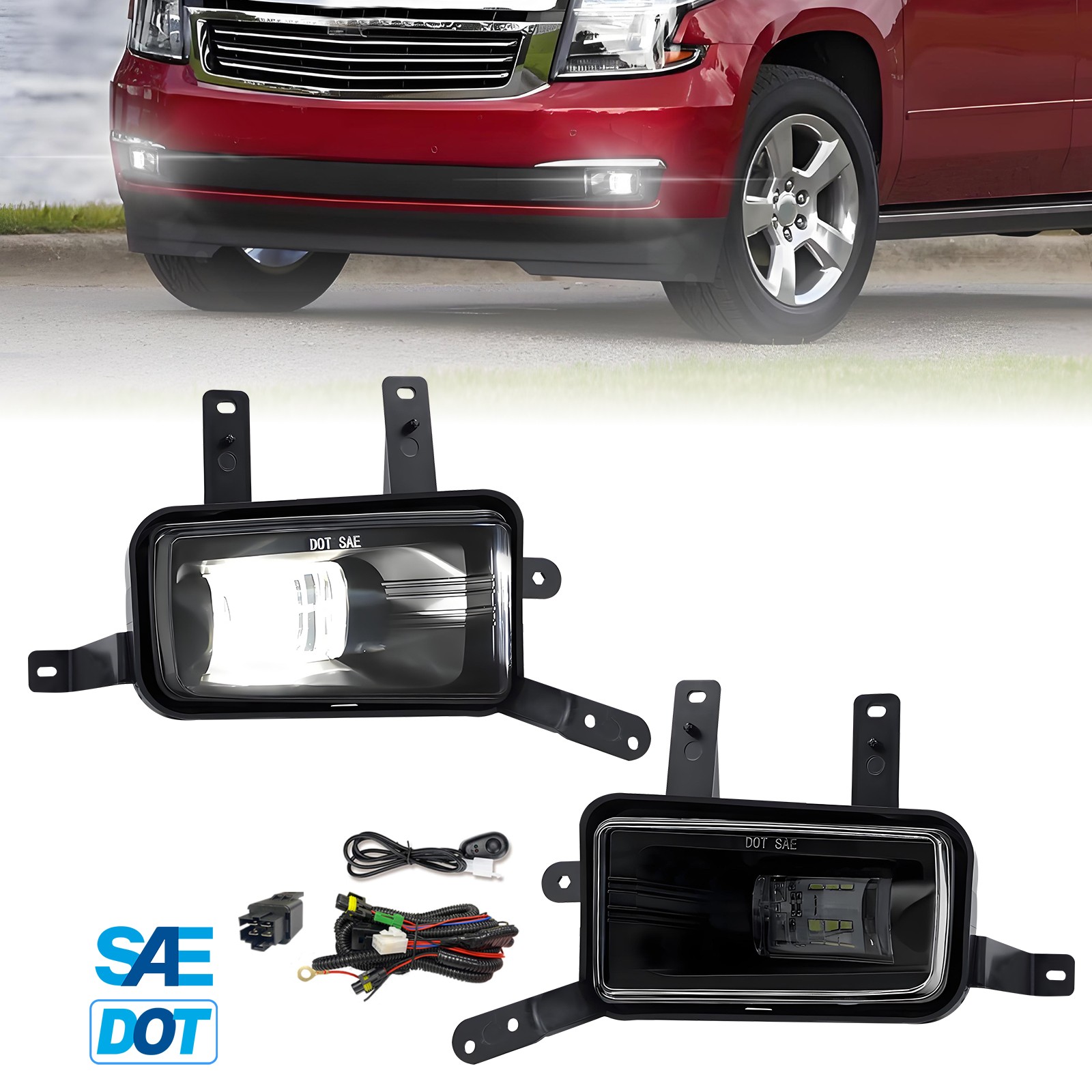 LED Bumper Lamp Driving Fog Lights For 2015-20 Chevy Tahoe Suburban GMC Yukon XL