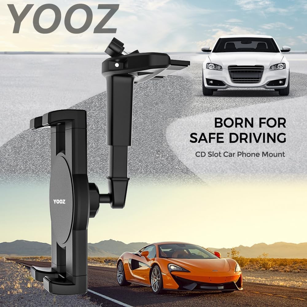CD Tablet Holder Height Adjustable CD Slot Tablet Mount for Car Telescopic Arm