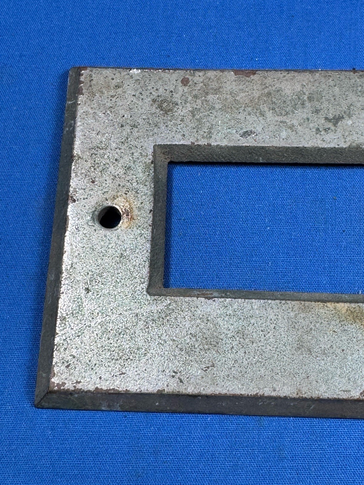 Vintage Brass Door Mail Slot Frame w/ Nickel Plate ~ Opening 5 7/16" x 1"