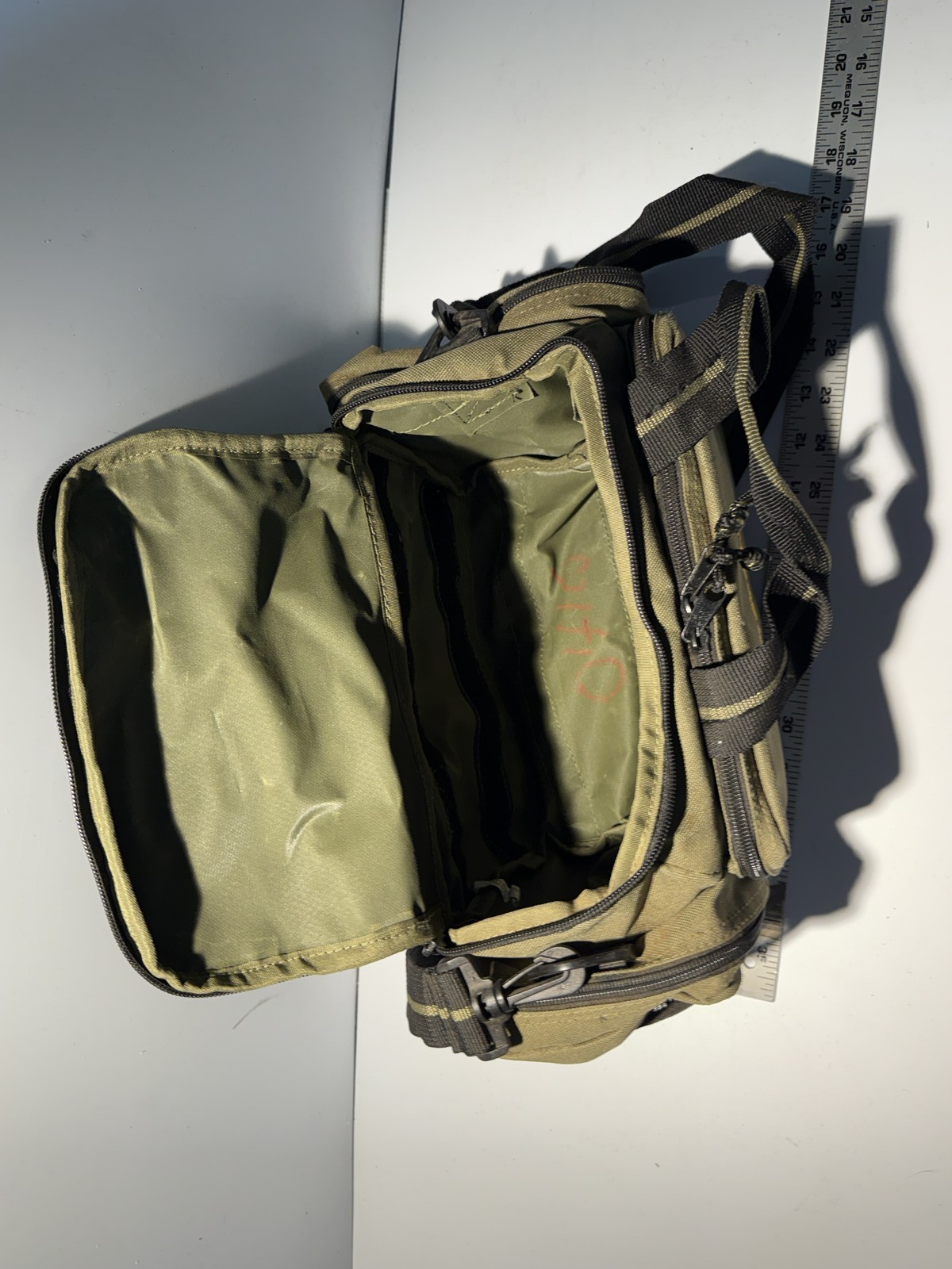 Cabela's Tan Fishing Tackle Bag Shoulder Strap Multiple Pockets