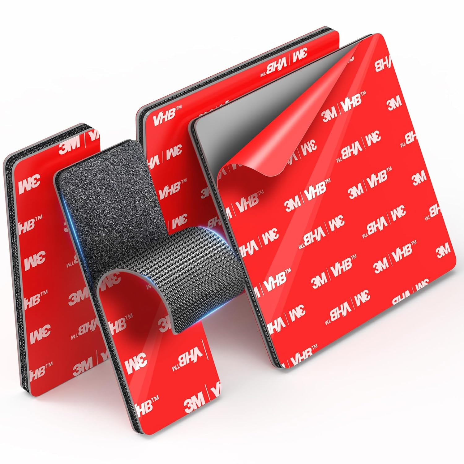 Heavy-Duty Hook and Loop Strips Adhesive: 4 Sets(2 Square 3.15'' & 2 Rectangle 3