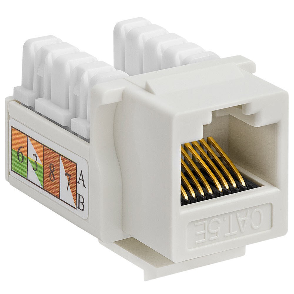 4 Pack Cat5e Keystone Jack White Ethernet 8P8C RJ45 Network 110 Punch Down LAN