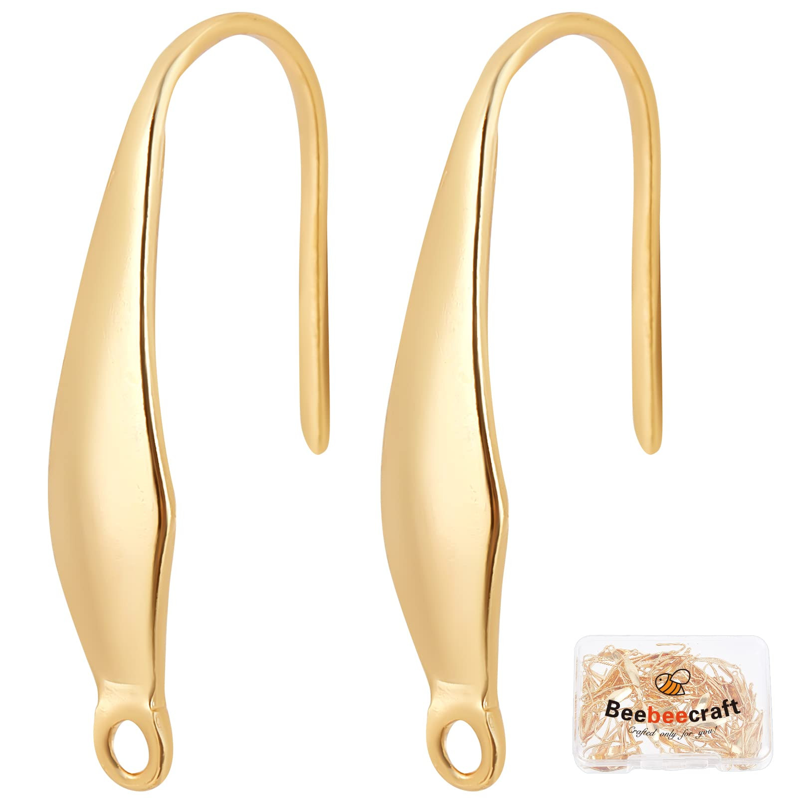 100Pcs/Box 18K Gold Plated 316 Stainless Steel Earring Hooks Large French Fis...