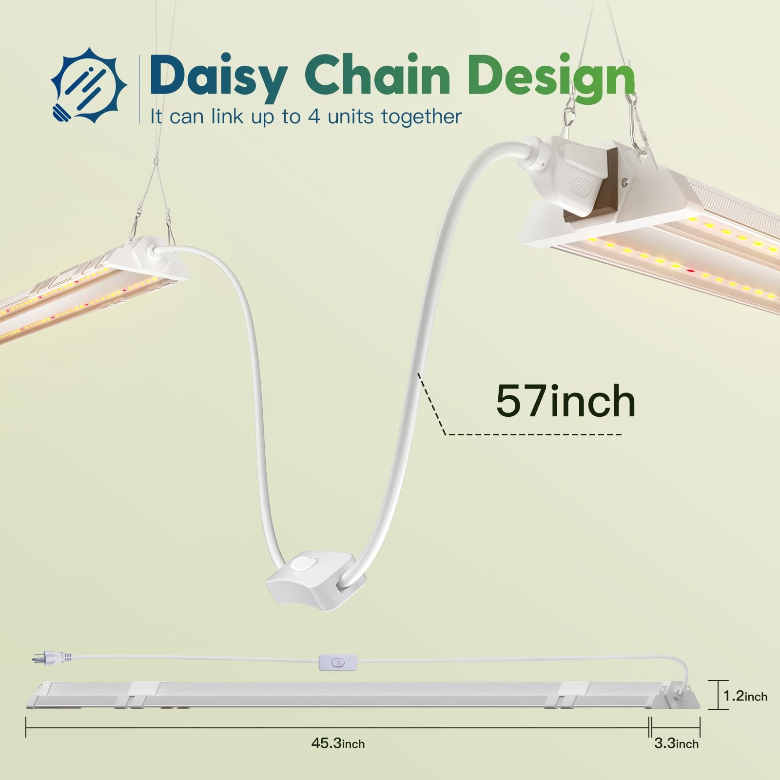 1 Pack 4ft LED Grow Light, 60W (350W Equivalent), Sunlike Full Spectrum Integ...