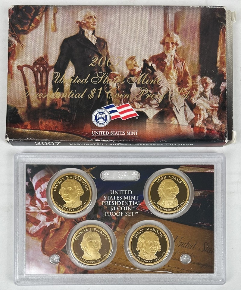 2007 US Mint 4-Coin Presidential $1 Proof Set Washington/Adams/Jefferson/Madison