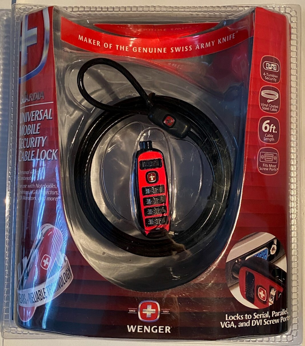 Wenger ~ The Guardia ~ Universal Mobile Security Cable Lock ~ Brand New ~ Sealed
