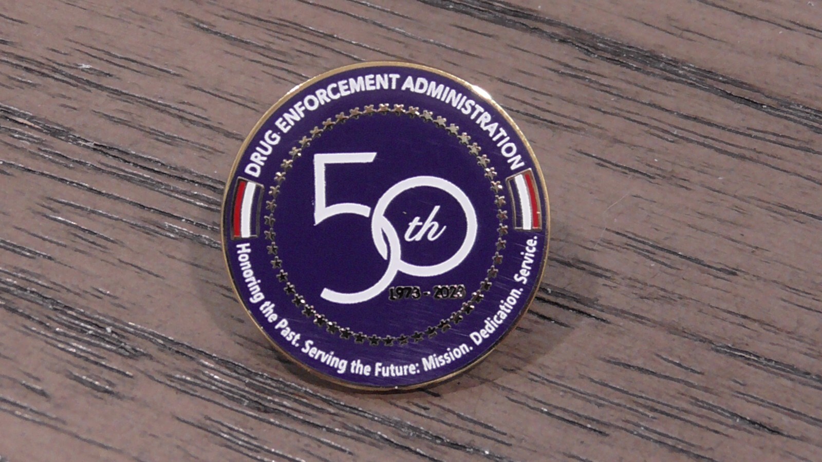 DEA Drug Enforcement Administration 50th Anniversary 1973 - 2023 Rnd Lapel Pin