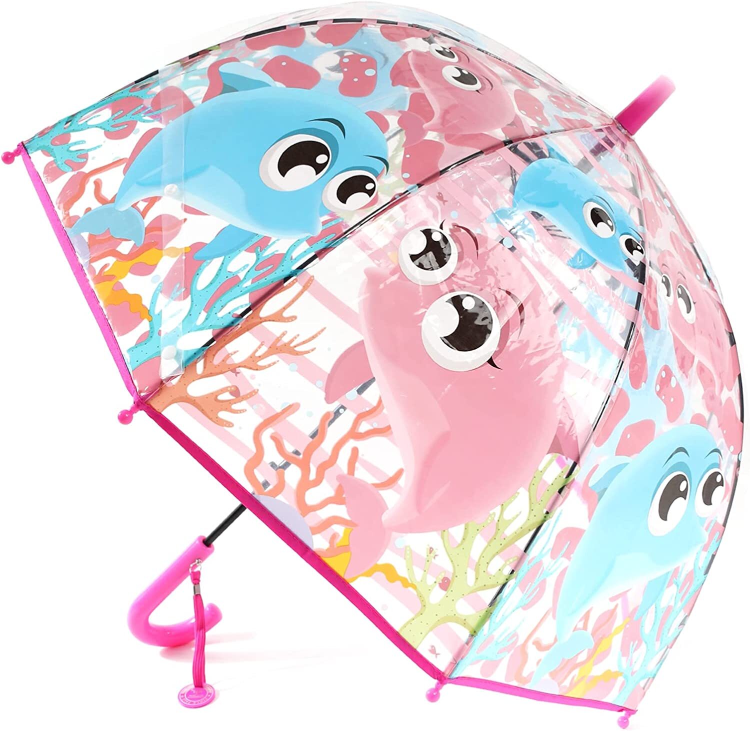 Kids Clear Transparent Easy Grip Handle Dome Bubble Kids Umbrella DOLPHIN BABY