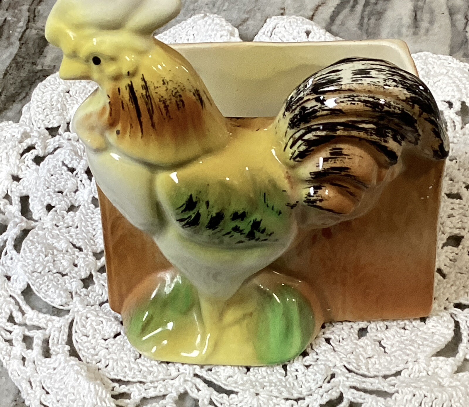 VTG Rooster Hand Painted Planter 5.25” Tall