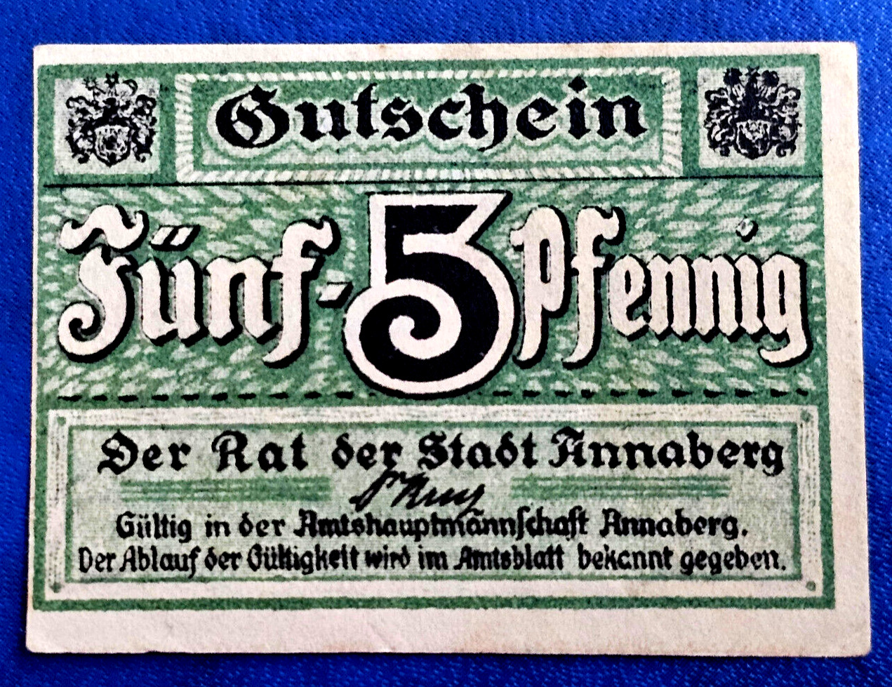 ANNABERG NOTGELD 5 PFFENIG 1920 EMERGENCY MONEY GERMANY BANKNOTE (32496)