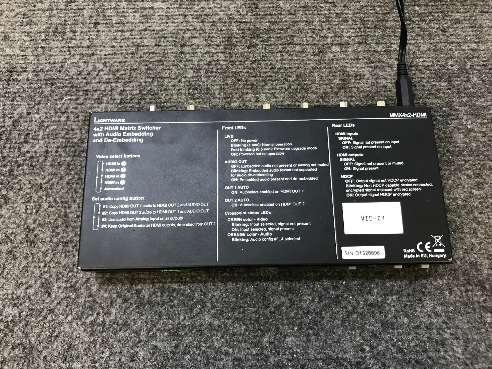Lightware MMX4x2-HDMI HDMI Matrix Switcher w/ Adapter