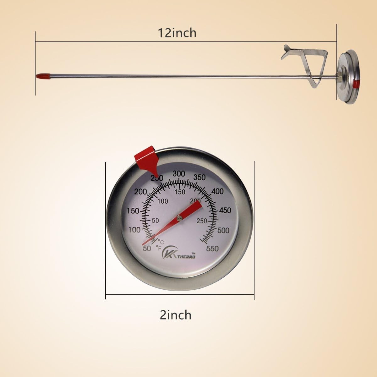 Candy/Deep Fry Thermometer with Instant Read,Dial Thermometer,2" Stainless St...