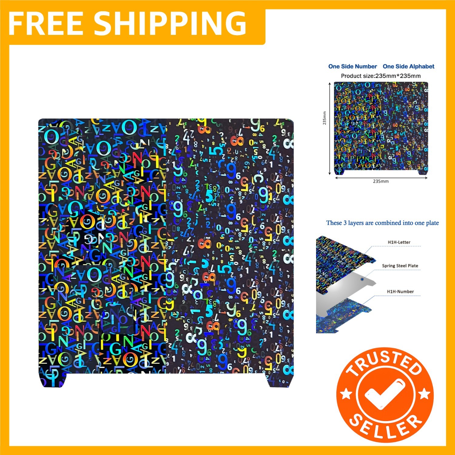 Double Sided Print Bed 235X235mm Platform H1H Sheet Build Plate Spring Steel ...