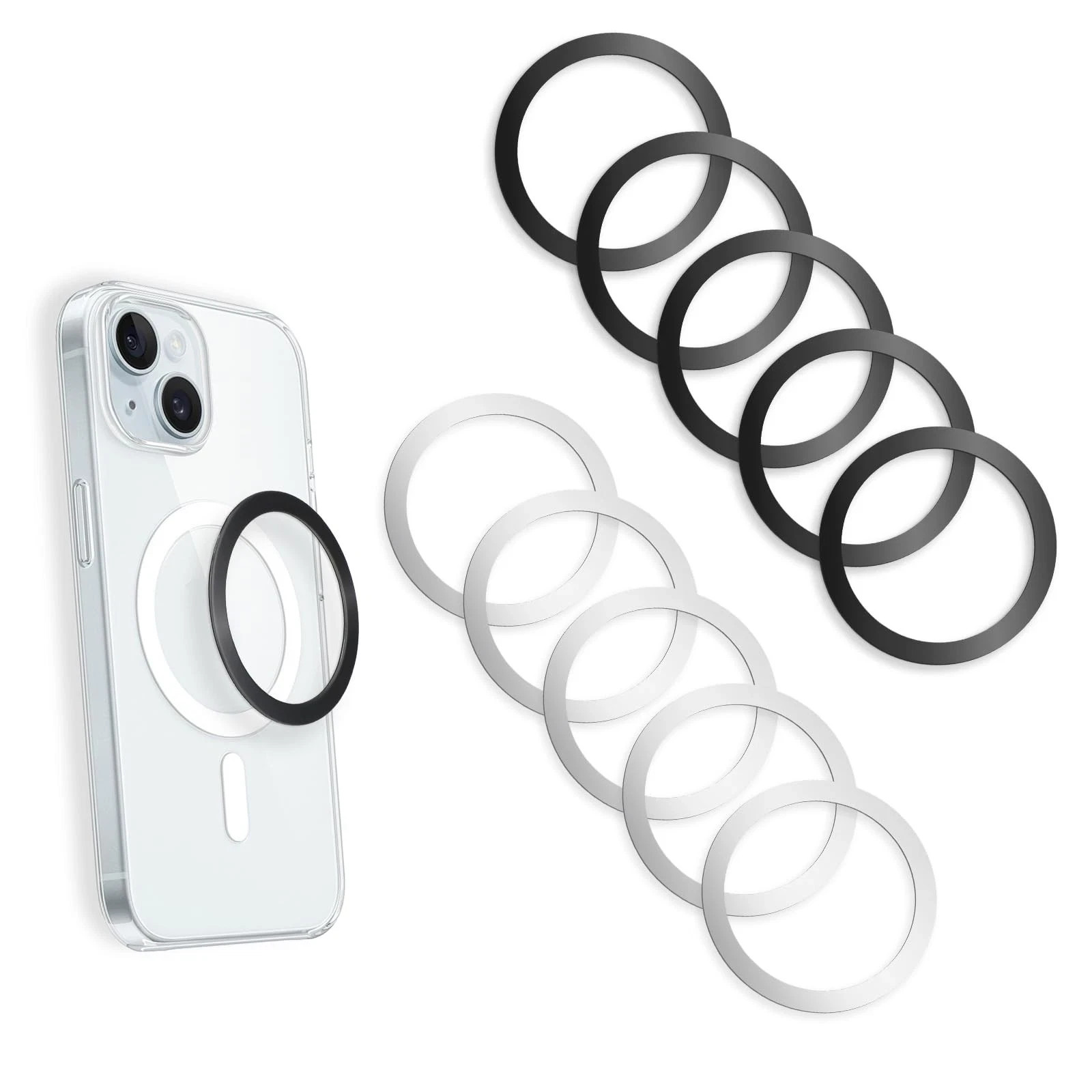 10 Pack Universal Metal Rings, Magnetic Ring for Phone Cases & Wireless Charg...