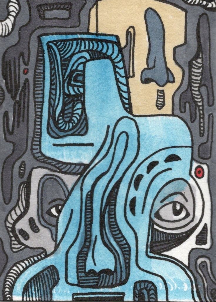 ACEO Original Art - MATRIX - Ooak surreal expressionism card by Kiefer Moore