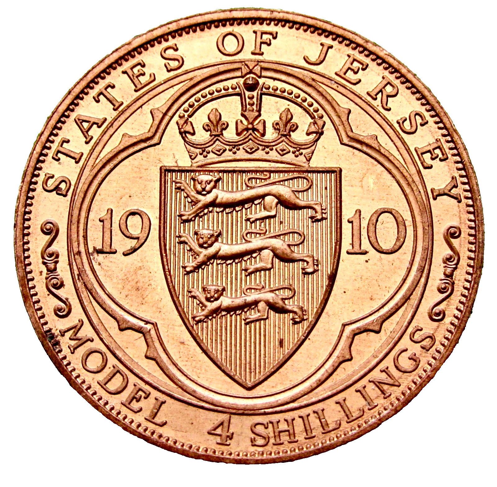JERSEY Retro Model King George V 1910 4 Shillings Copper Fantasy Coin km X# M1b