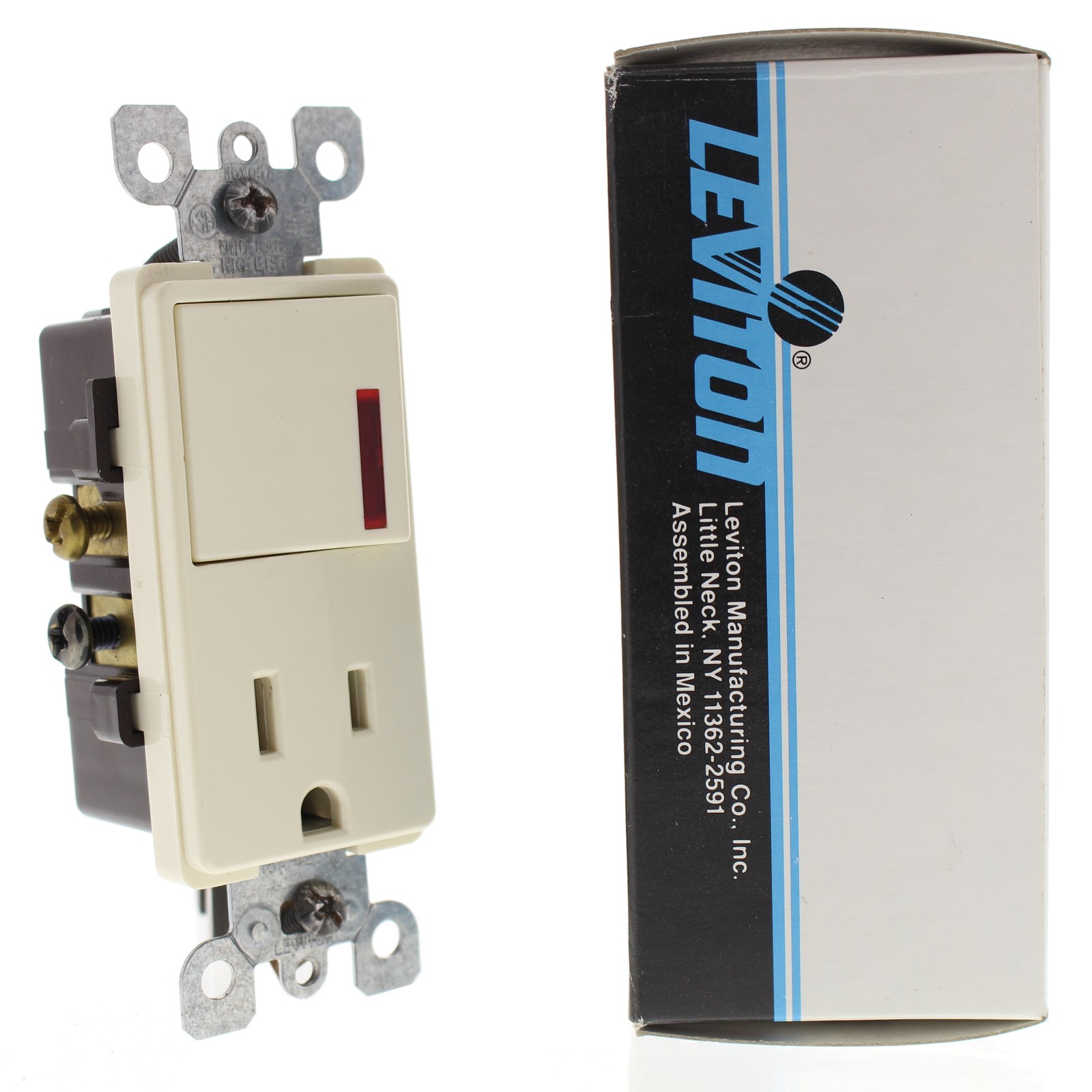 Leviton 5648-A Almond Decora Pilot Light Switch Rocker w/ 15A Receptacle Outlet