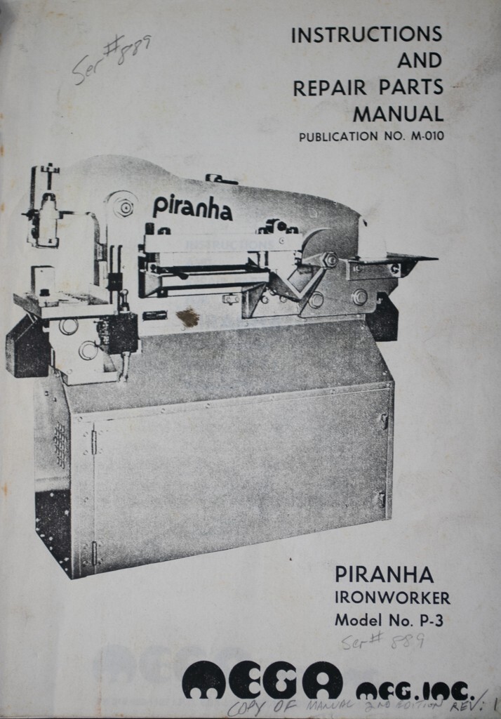 Piranha P-3, Ironworker Operations Service & Parts,  2nd edition