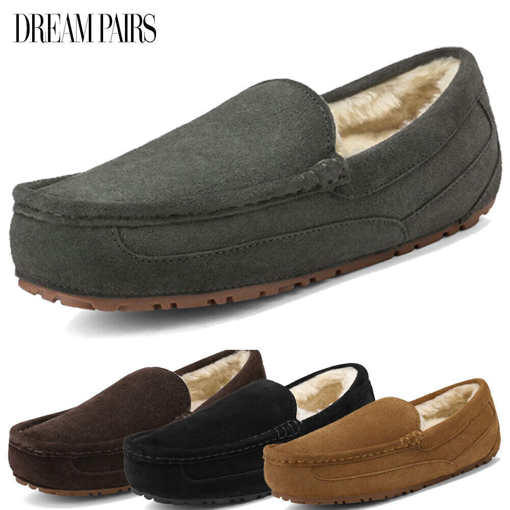 DREAM PAIRS Men's Warm Loafers Suede Casual Winter Shoes House Slippers 6.5-15