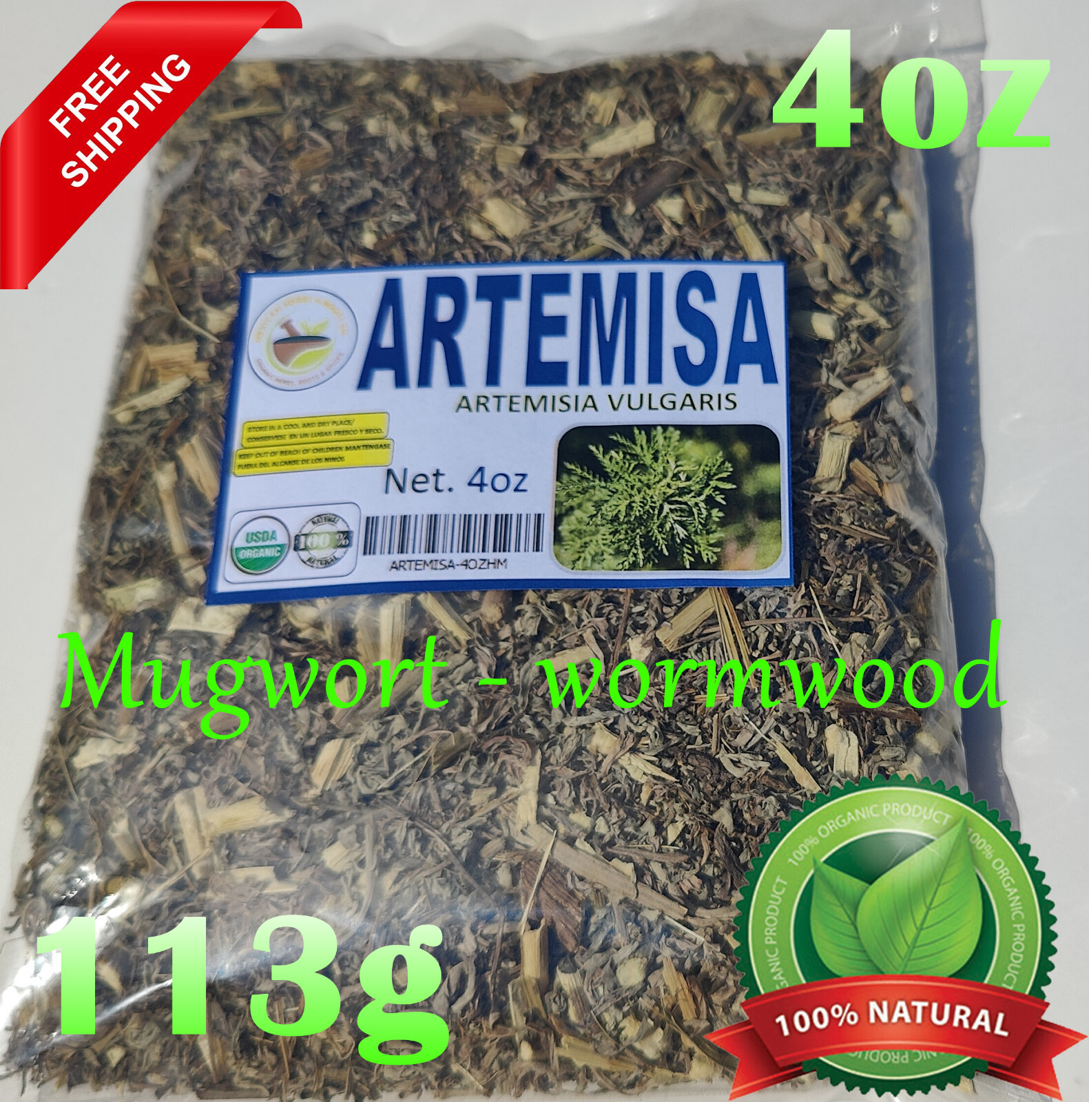 4oz Artemisa hierba Te ,artemisia vulgaris, Mugwort, wormwood, sagewort 113g Tea