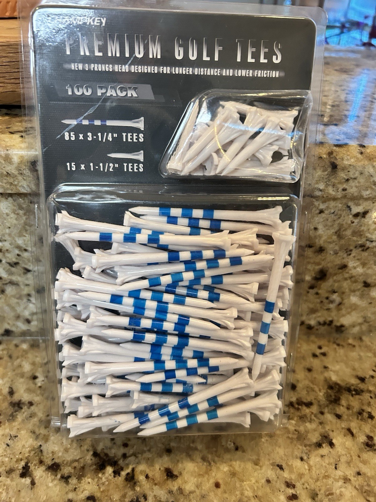 CHAMPKEY Premium 3 Prongs Plastic Golf Tees 100 Pack